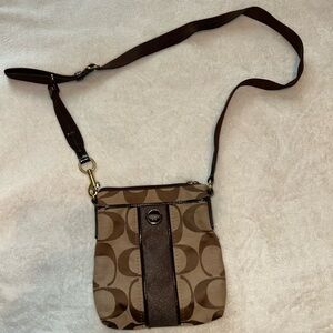 Coach Signature Crossbody Purse - BROWN
